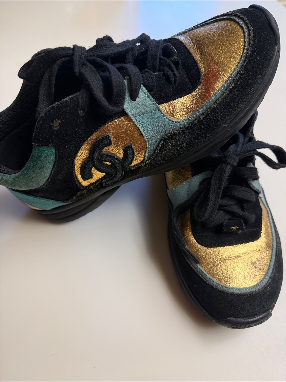Chanel Gold and Teal Runners Size 40/9